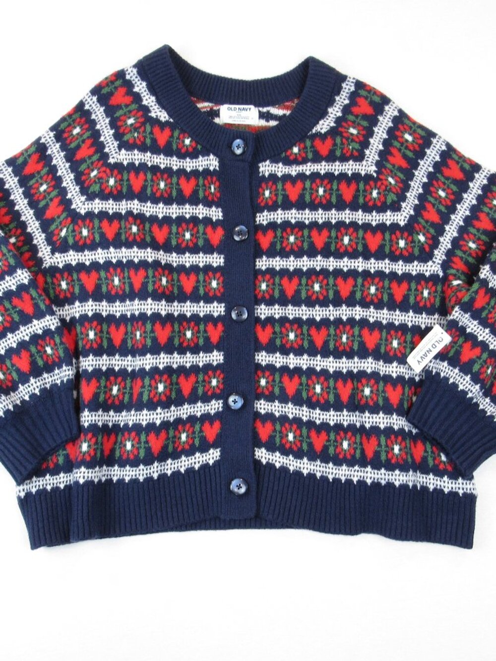 Old Navy SoSoft Cardigan Sweater Women's Plus Size XXL Red White Blue Fair Isle
